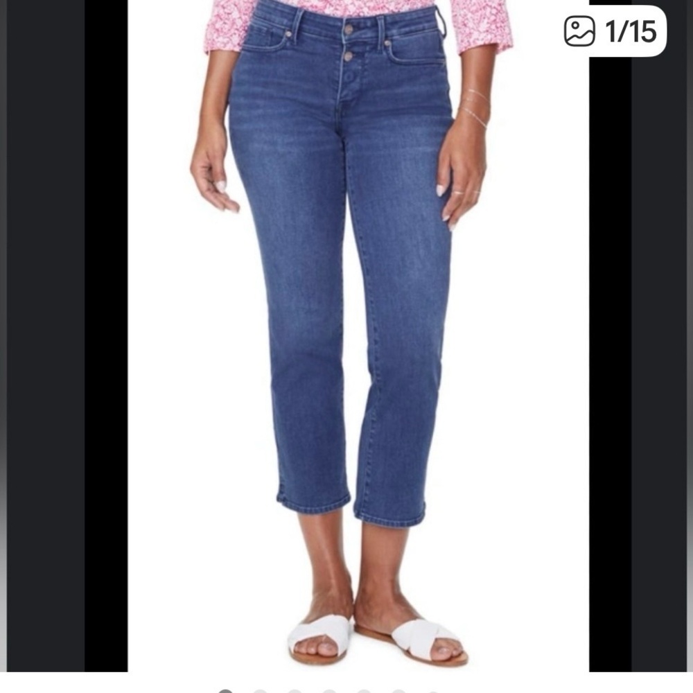 NYDJ Marilyn Straight Ankle Jeans with Mock Fly and Slit 4